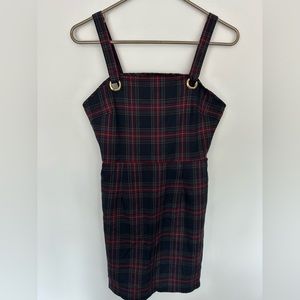 Forever 21 Dark Navy And Purple Plaid Strapped Dress With Pockets Size S